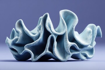 Abstract sculptural form, light-blue, textured folds