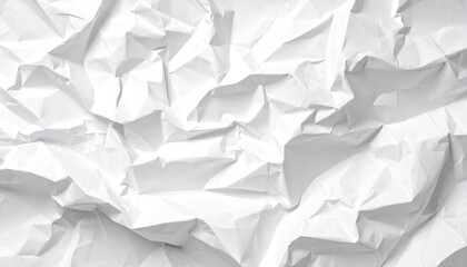 Abstract Wrinkled White Paper Texture with Harsh Shadows and Bright Lighting Creates a Dynamic and Detailed Background