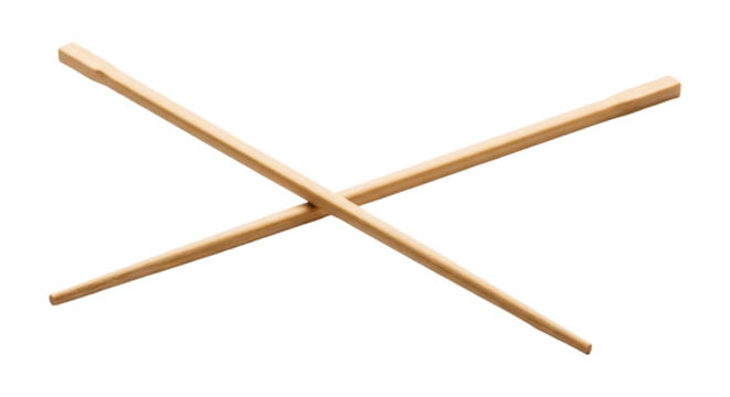 Crossed wooden chopsticks isolated on transparent background, a traditional utensil for eating asian cuisine with a clean presentation - Powered by Adobe