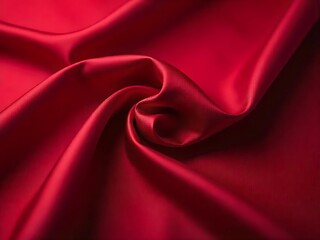 Obraz premium A luxurious closeup of vibrant red satin fabric, showcasing its smooth texture and elegant folds, creating a sense of opulence and sophistication with its rich, deep color and soft sheen