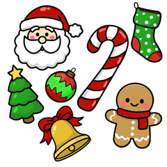 Cute Christmas Icon Set Vector Illustration
