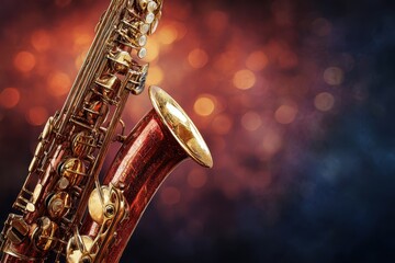 Obraz premium Saxophone celebrates international jazz day with vibrant background and soulful melodies