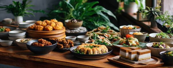 Cultural food party celebrating happiness in a cozy environment indoor venue vibrant dining experience