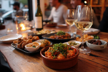 Cultural food party celebrating happiness cozy restaurant culinary delights warm atmosphere intimate gathering