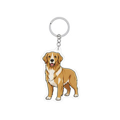 Cute Dog Keychain Mockup with Metal Ring Isolated on White Background