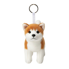Cute Dog Keychain Mockup with Metal Ring Isolated on White Background