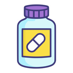 medicine bottle health flat color vector illustration template design