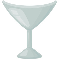 Elegant Clear Glass Martini Cocktail Goblet With Translucent Stem And Base Isolated On White Background