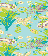 botanical floral, vector, seamless pattern , herbs and leaves ,big set, background with flowers