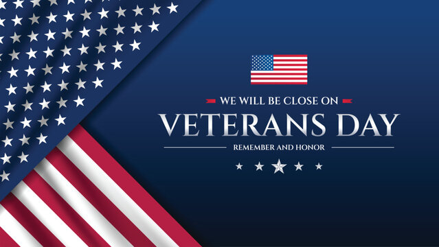 Bold Veterans Day Closure Announcement with Flag