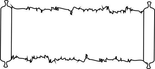 Old letter scroll vintage parchment ancient manuscript old paper sheet antique document scrolls, line style retro writing paper illustration design