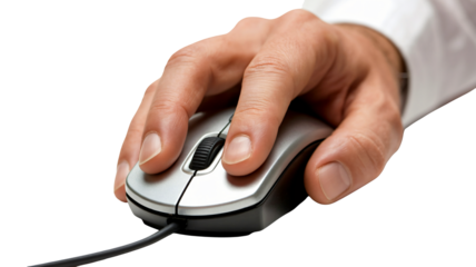 Confident hand using computer mouse for precise digital control