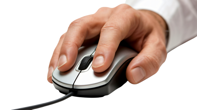Confident hand using computer mouse for precise digital control
