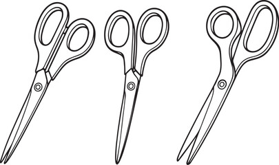 Three Office Scissors in Different 34 Angles Vector Illustration.eps