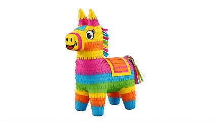 Fototapeta premium Colorful horse piñata for fiesta party decorations and supplies for birthday celebrations and events on transparent background