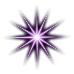 A radiant purple starburst with glowing light effect