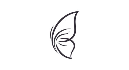 Fototapeta premium luxury butterfly wing abstract logo, graceful monoline minimalism, feminine upscale beauty brand identity