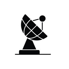 Black silhouette of a satellite dish on a white background