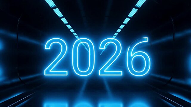 New year countdown neon lights animation background for year two thousand twenty five celebration