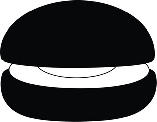 Stylized illustration of a black hamburger with a white bun
