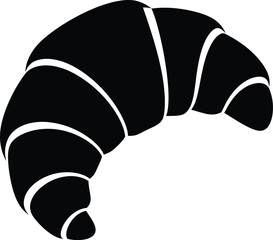 Black silhouette of a classic crescent shaped croissant on white background © HAFIJA KHATUN