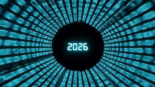 Digital data stream tunnel background technology binary code animation abstract motion graphic one zero
