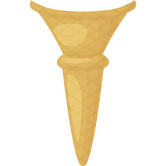 Empty Waffle Ice Cream Cone with Golden Brown Color and Textured Surface Isolated on Transparent Background