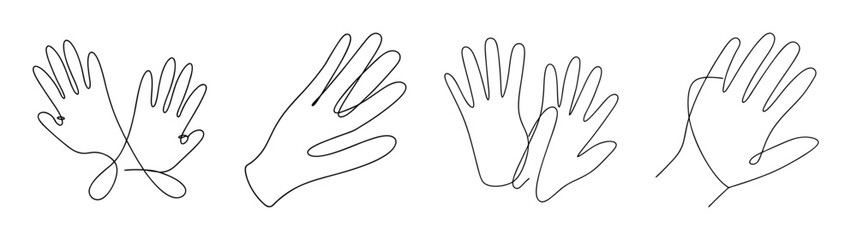 Obraz premium Four hand poses sketching various golf glove grip styles for sports