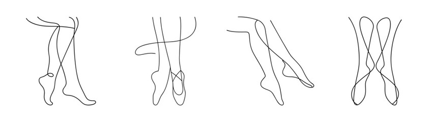 Obraz premium Detailed line art depictions of fashionable leg warmers in multiple poses