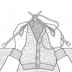 Flat illustration of a warm sweater knitted by yourself.