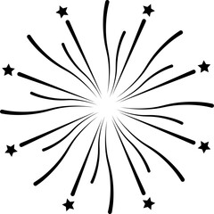 Exploding Firework Burst Black Outline On Transparent Background Celebration Event Festive Element