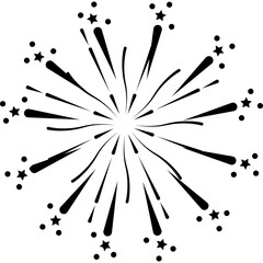 Exploding Starburst Firework Burst Isolated On Transparent Background Black And White Graphic Element