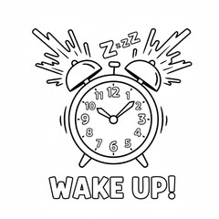 Retro alarm clock with vibrant lightning bolts on white background