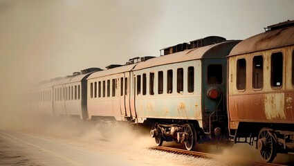 Obraz premium Old train on railway station