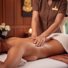 Fototapeta premium Ritual de Serenidad: Masaje Tailandés en Entorno Zen