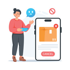 Have an eye on this concept flat illustration of online order cancellation