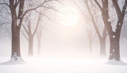 Whispers of Winter: Midnight Snowfall in Moonlight Generative AI