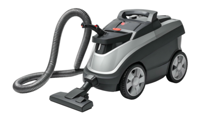 Gray & black wet/dry vacuum cleaner with hose and wheels