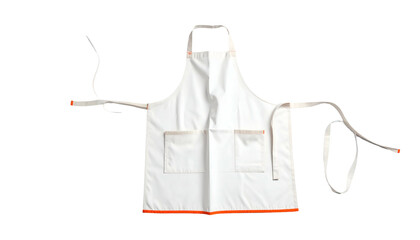 Clean white apron with neck loop, waist ties, and two pockets