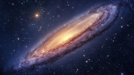 Beautiful spiral galaxy shining in the night sky, filled with stars and cosmic wonders. Explore the mysteries of the universe.