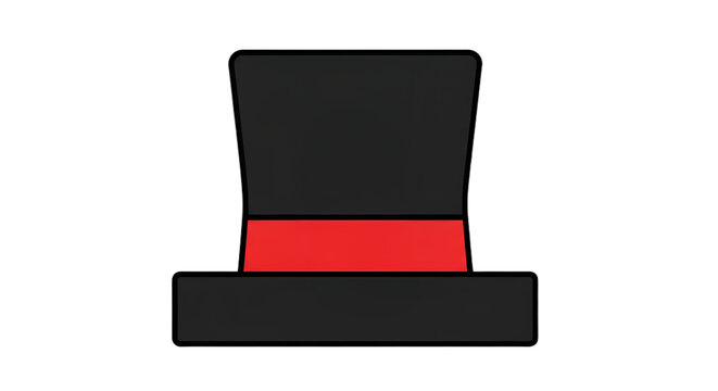 Elegant black top hat with a vibrant red band, ideal for magic show promotions, formal event invitations, New Year's Eve parties, Valentine's Day greetings, or circus-themed designs,