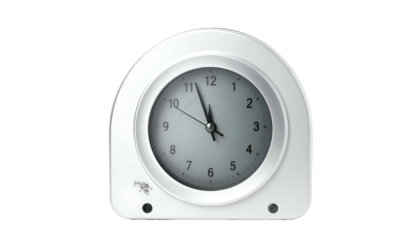 Round clock with white frame, gray face