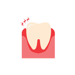 Dental inflammation, treatment of tooth roots, symbol on a white background. Vector illustration