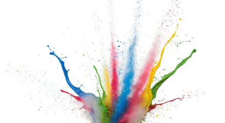 Colorful Powder Explosion on Transparent Background Vibrant Abstract Artistic