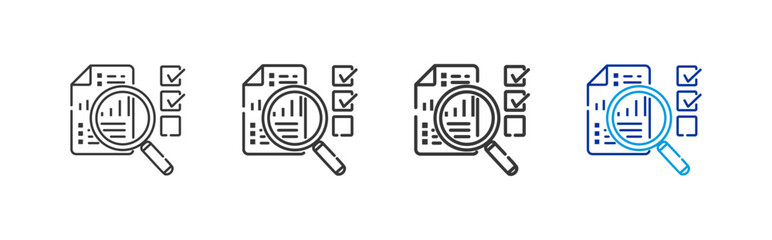 audit icons with different thickness and color lines on a white background