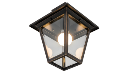 Modern Black Outdoor Lantern Light with Glass Panels and Warm Bulbs for Garden