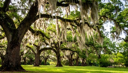 Lush Live Oak Trees with Spanish Moss