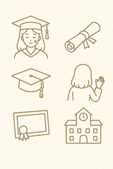 卒業シーズンのイラストセット