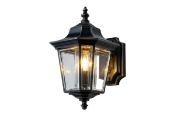 Dark bronze outdoor wall lantern with clear glass panels