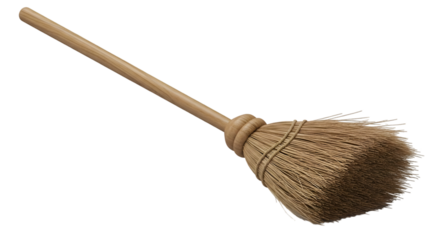 Traditional Straw Broom with Wooden Handle for Cleaning and Sweeping